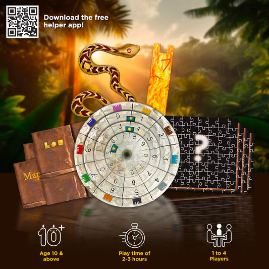 Thames & Kosmos Exit The Sacred Temple decoder disk ready to unlock the first clue