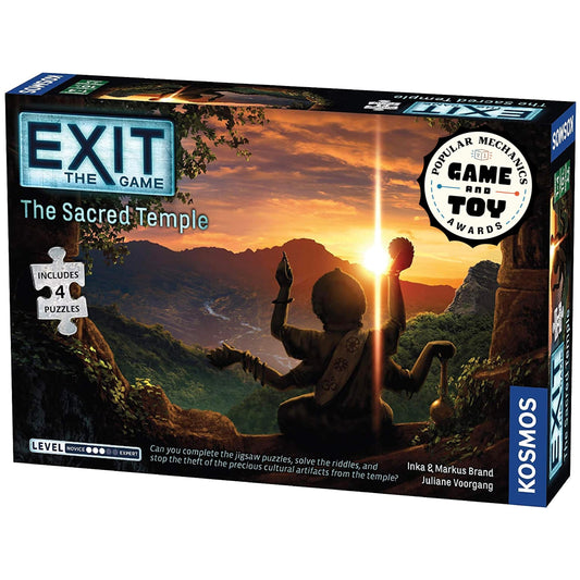 Thames & Kosmos Exit The Sacred Temple puzzle pieces arranged for family co-op play