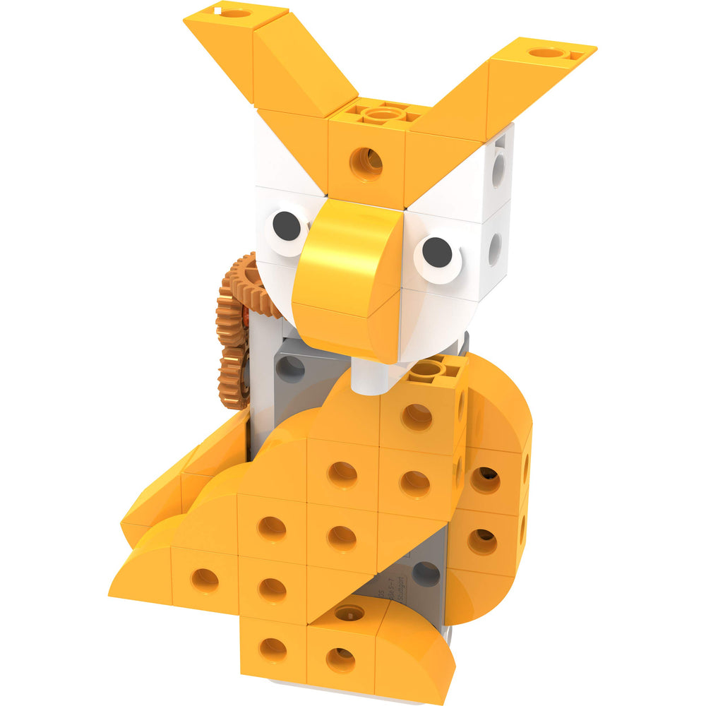 Thames & Kosmos Kids First robot pet shop cat model encourages curious building sessions.