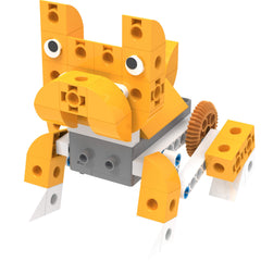 Thames & Kosmos Kids First storybook manual page showcasing eight robots.