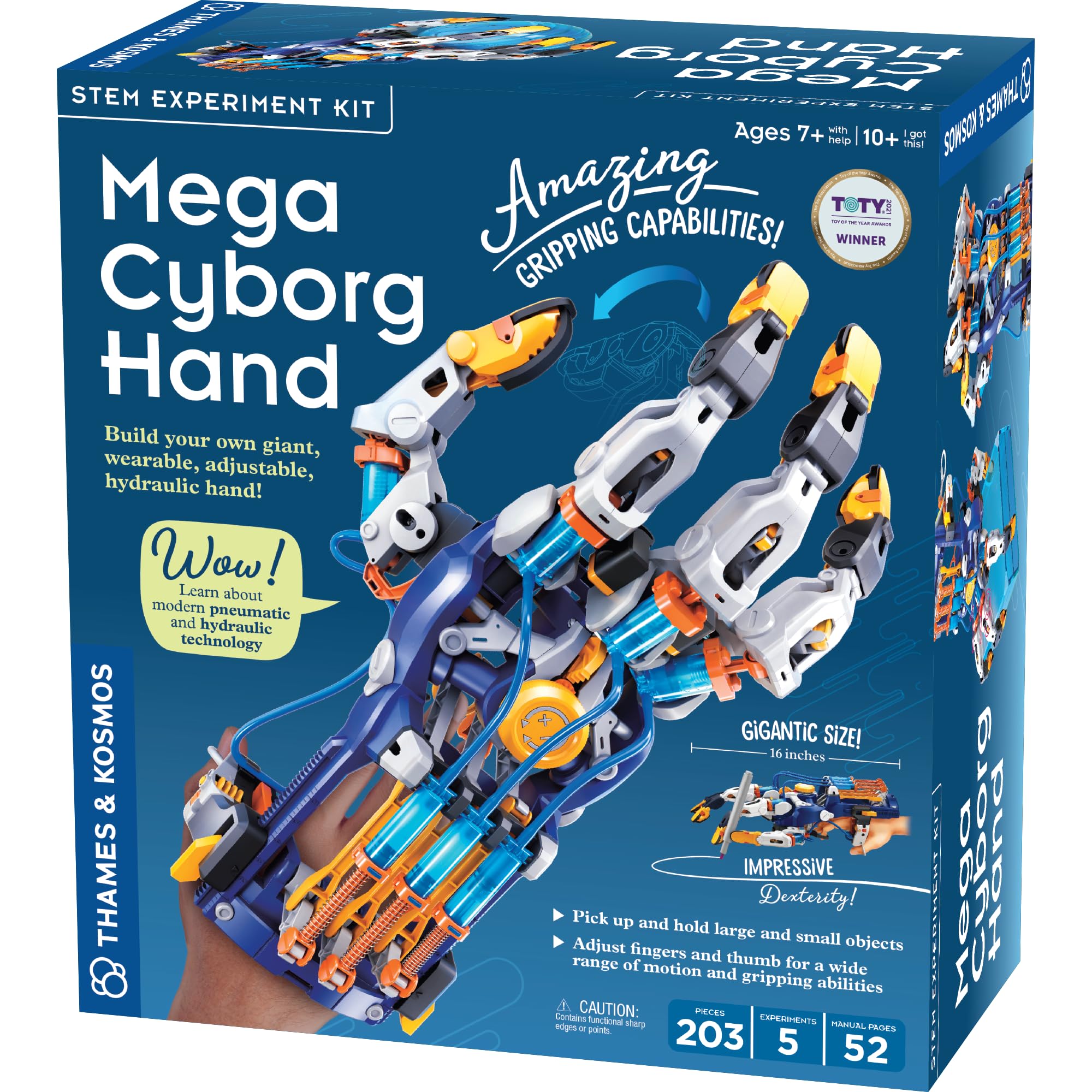 Thames and Kosmos Mega Cyborg Hand assembly demonstrates hydraulic system concepts.
