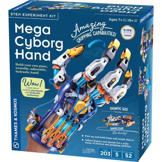Thames and Kosmos Mega Cyborg Hand assembly demonstrates hydraulic system concepts.