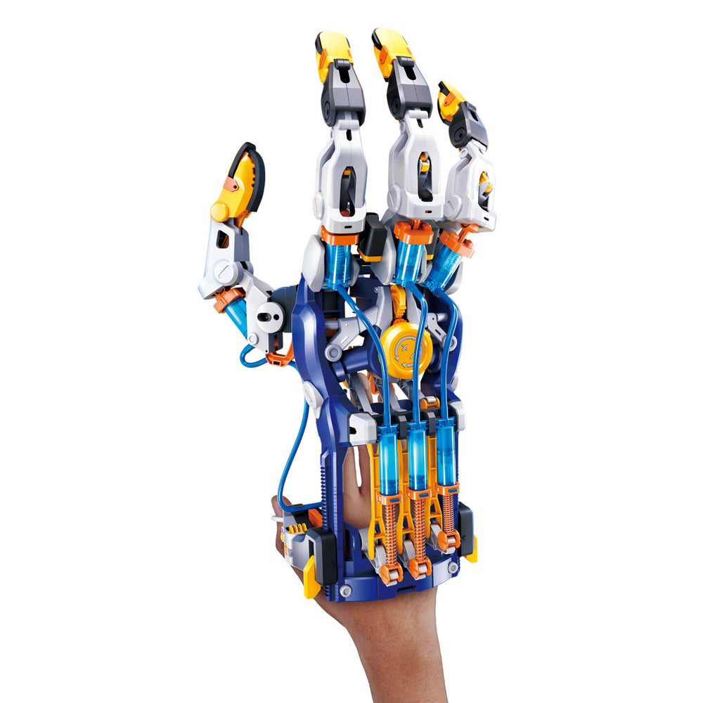 Thames and Kosmos Mega Cyborg Hand hydraulic pistons powering precise finger movements.