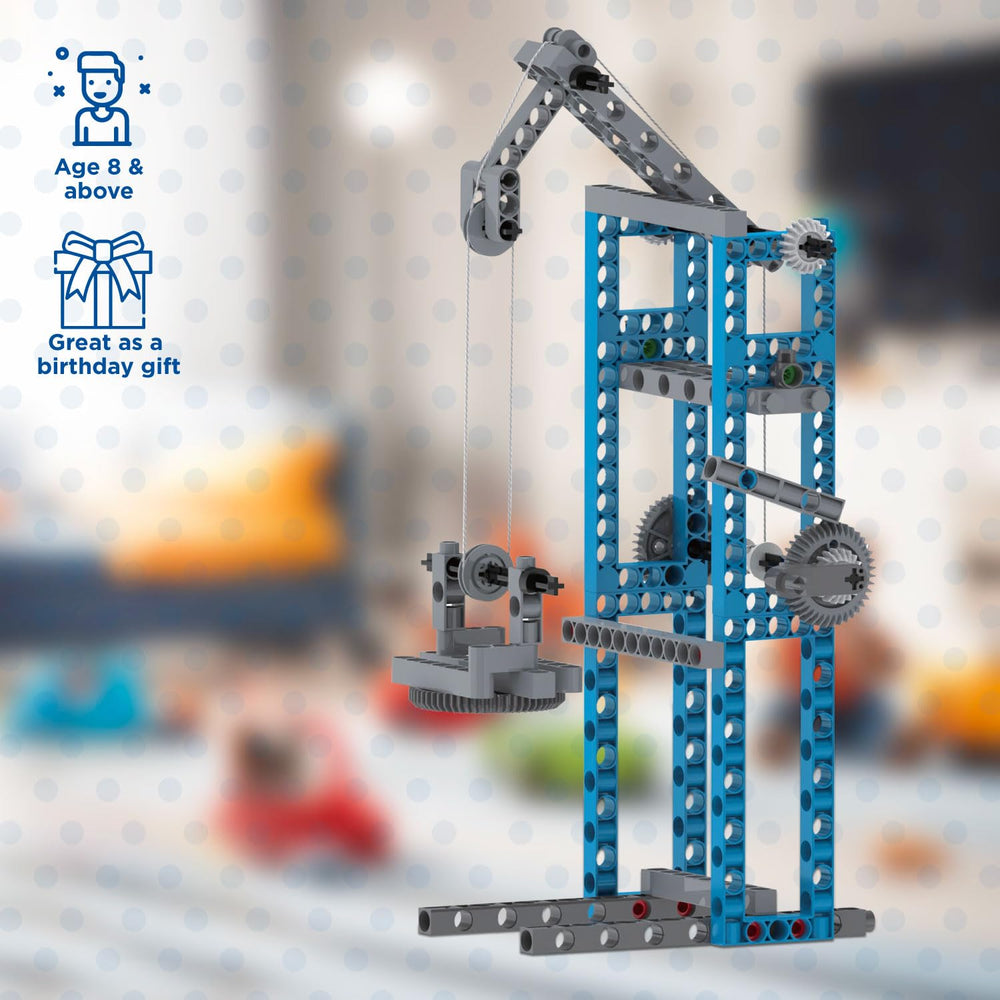 Thames & Kosmos lever model—shows how levers make tasks easier.