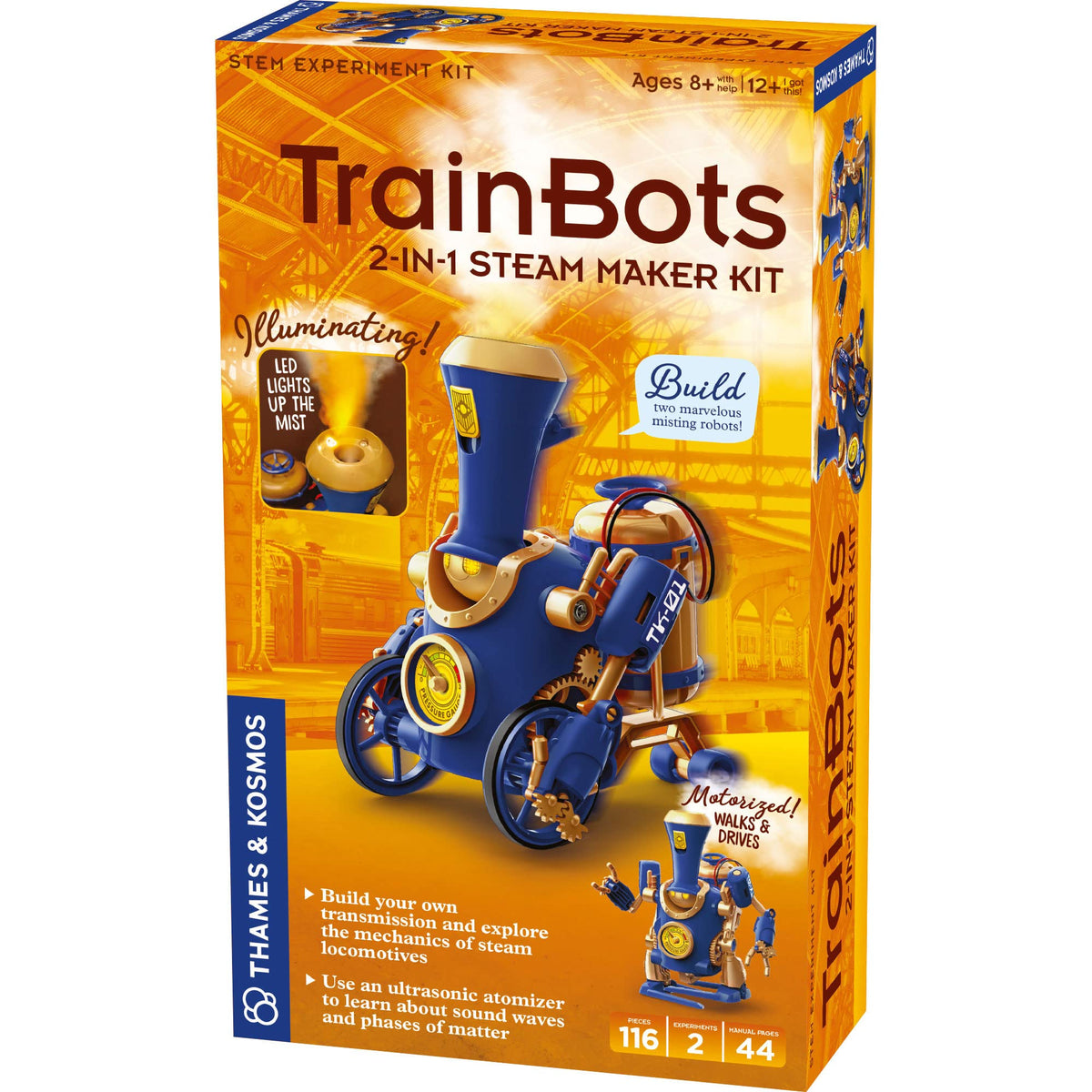 Thames & Kosmos TrainBots rolling train with steam effect for visual STEM play.