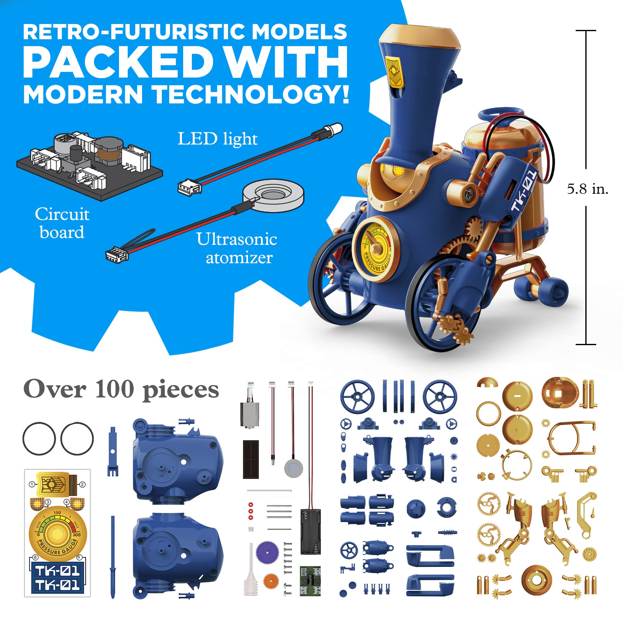 Thames & Kosmos TrainBots steam effect adds dramatic steam engine visualization.
