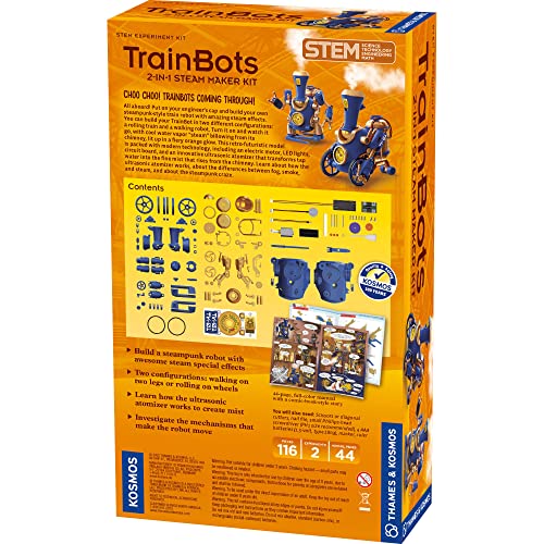 Thames & Kosmos TrainBots walking robot shows dual configurations for hands-on learning.