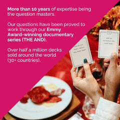 Romantic date night scene with THE AND Dating Edition cards