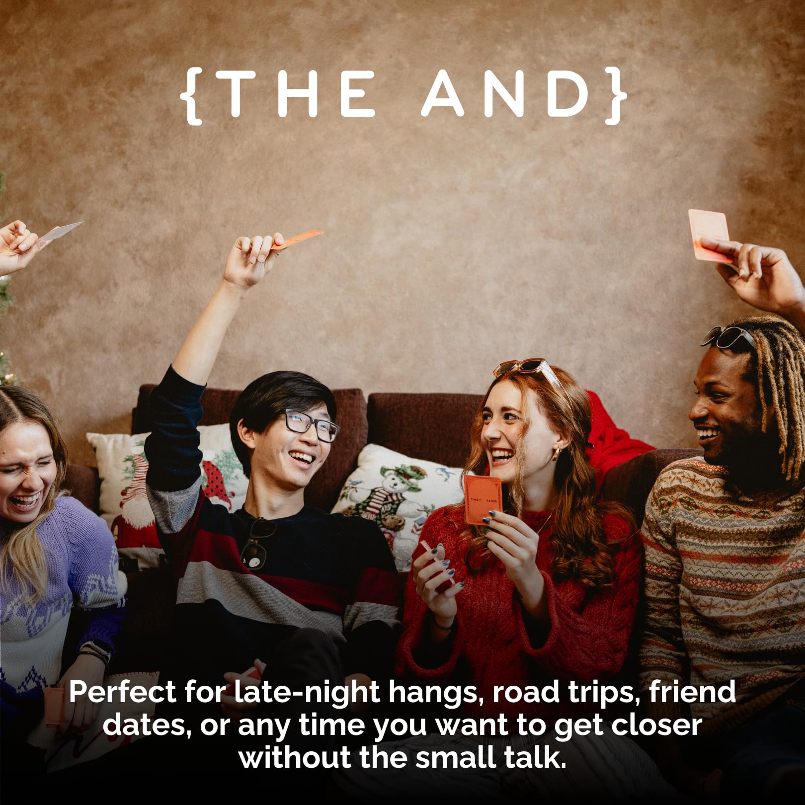 THE AND Friends Edition conversation prompts spread across cards for engaging talks.