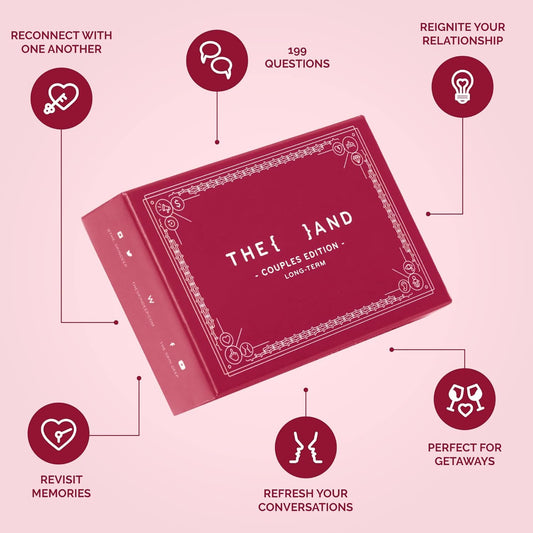 THE AND Long Term Couples Edition card back with romantic imagery inviting intimate conversations