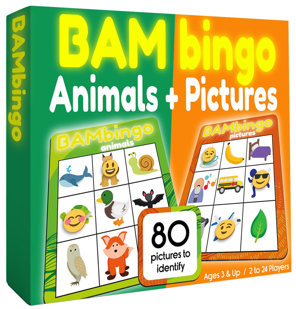 The Bambino Tree Animal Bingo Cards boost word recognition with colorful animals.