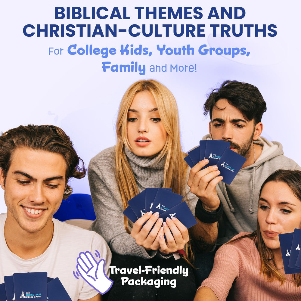 The Christian Meme Game gift pack image suggests a thoughtful Christian gift