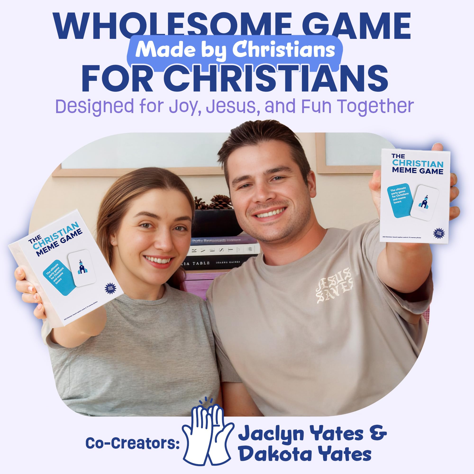 The Christian Meme Game home play setup captures cozy moments