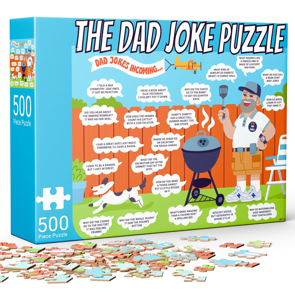 The Dad Joke 3000 puzzle box, cheeky humor for family fun.
