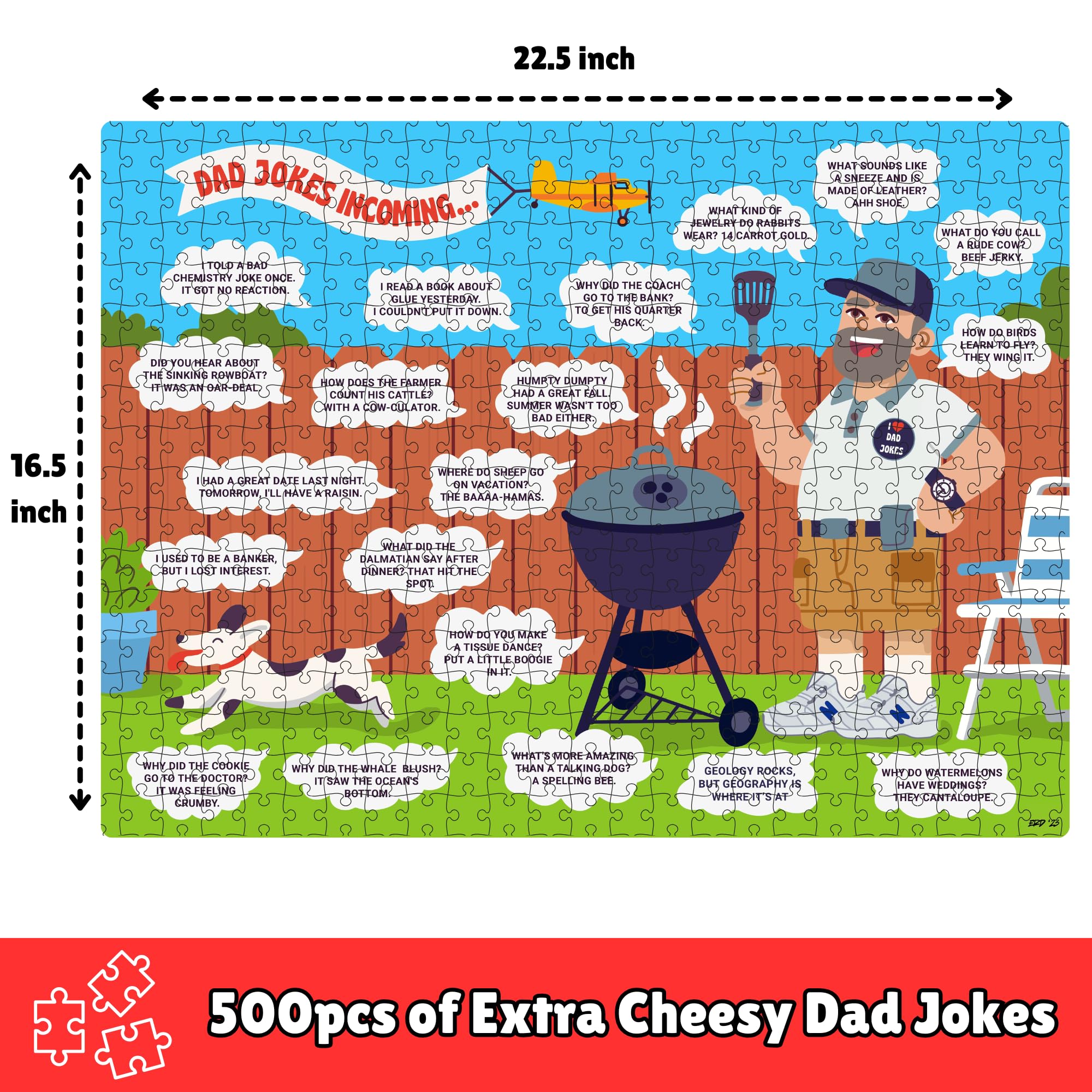 The Dad Joke 3000 puzzle artwork with bright humor for shared laughter.