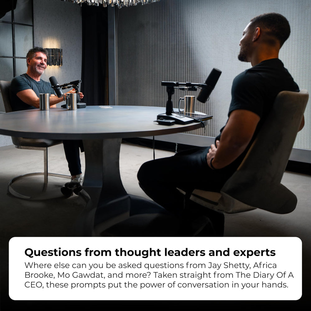 The Diary of a CEO Conversation Cards group event setup facilitates quick ice breaking and team alignment.