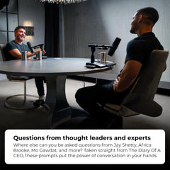 The Diary of a CEO Conversation Cards group event setup facilitates quick ice breaking and team alignment.