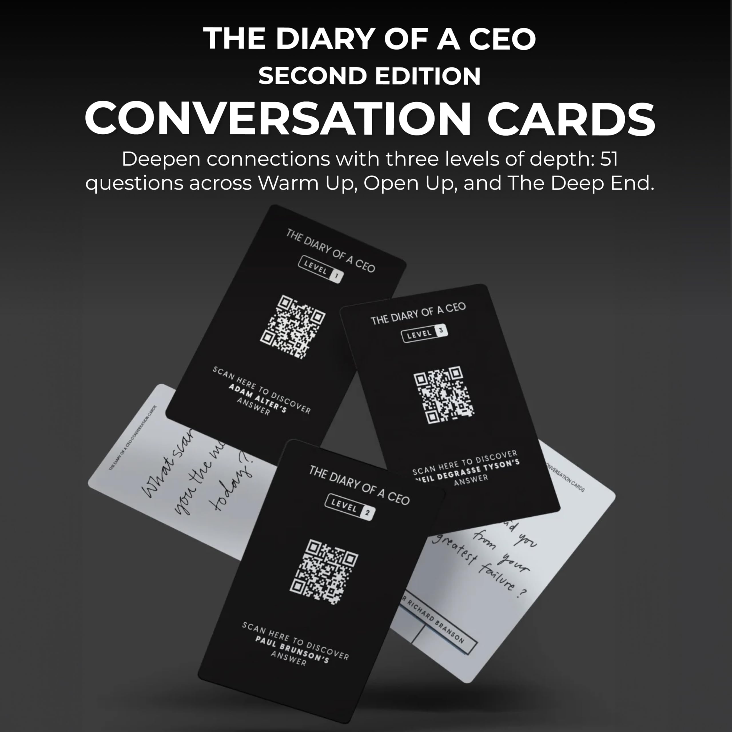 The Diary Of A CEO Level 1 Warm Up prompts for light chats.