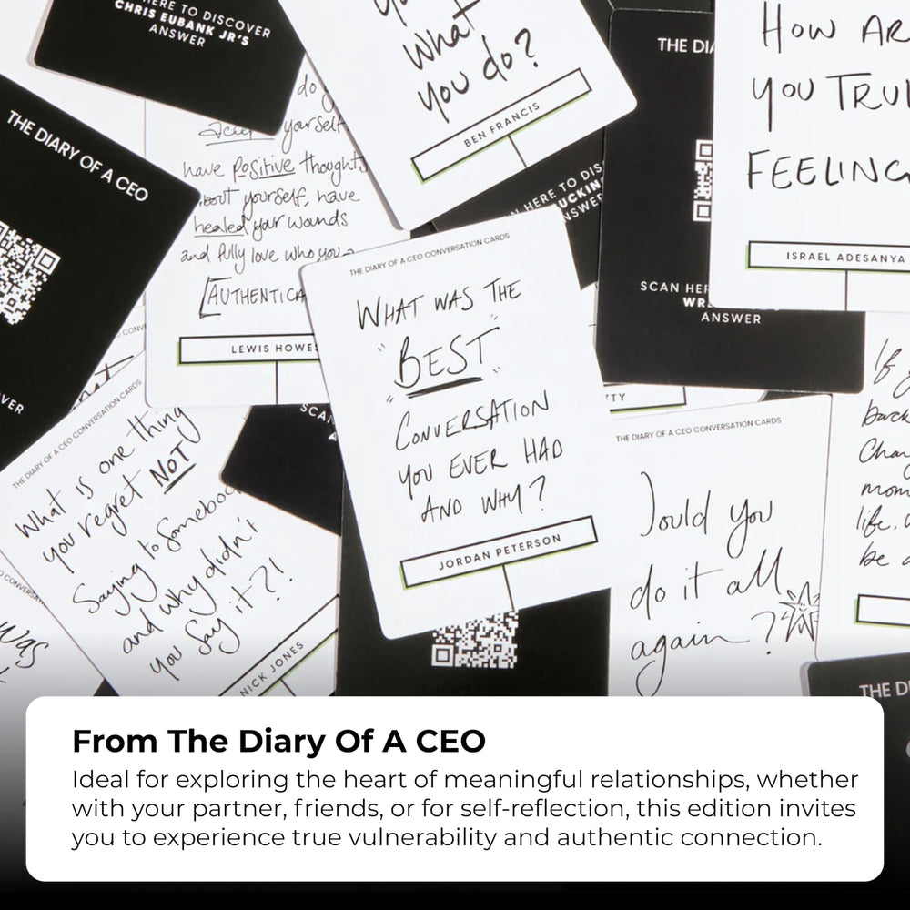The Diary Of A CEO Level 2 Open Up prompts for deeper sharing.
