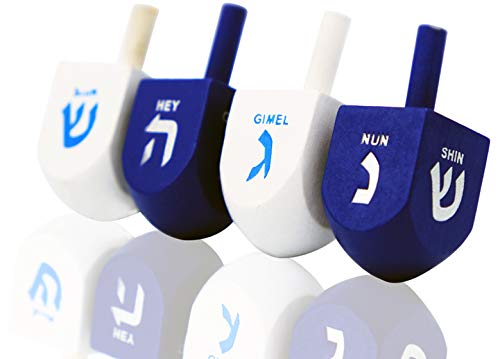 The Dreidel Company blue and white dreidel top for Hanukkah fun