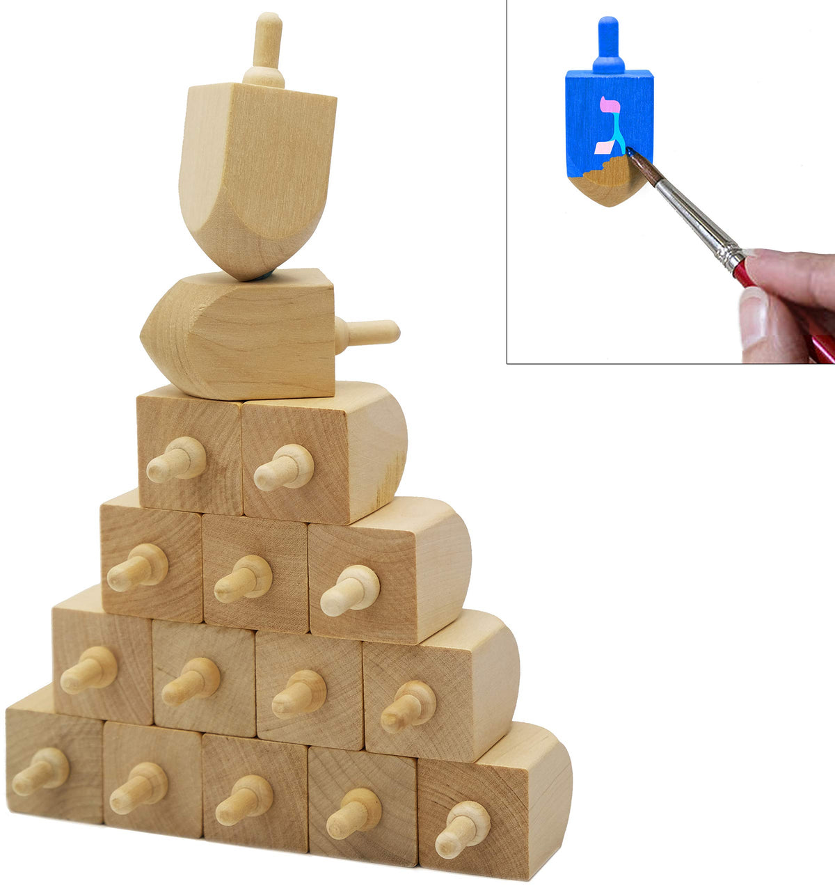 The Dreidel Company 3-inch design-your-own wooden dreidel ready for painting