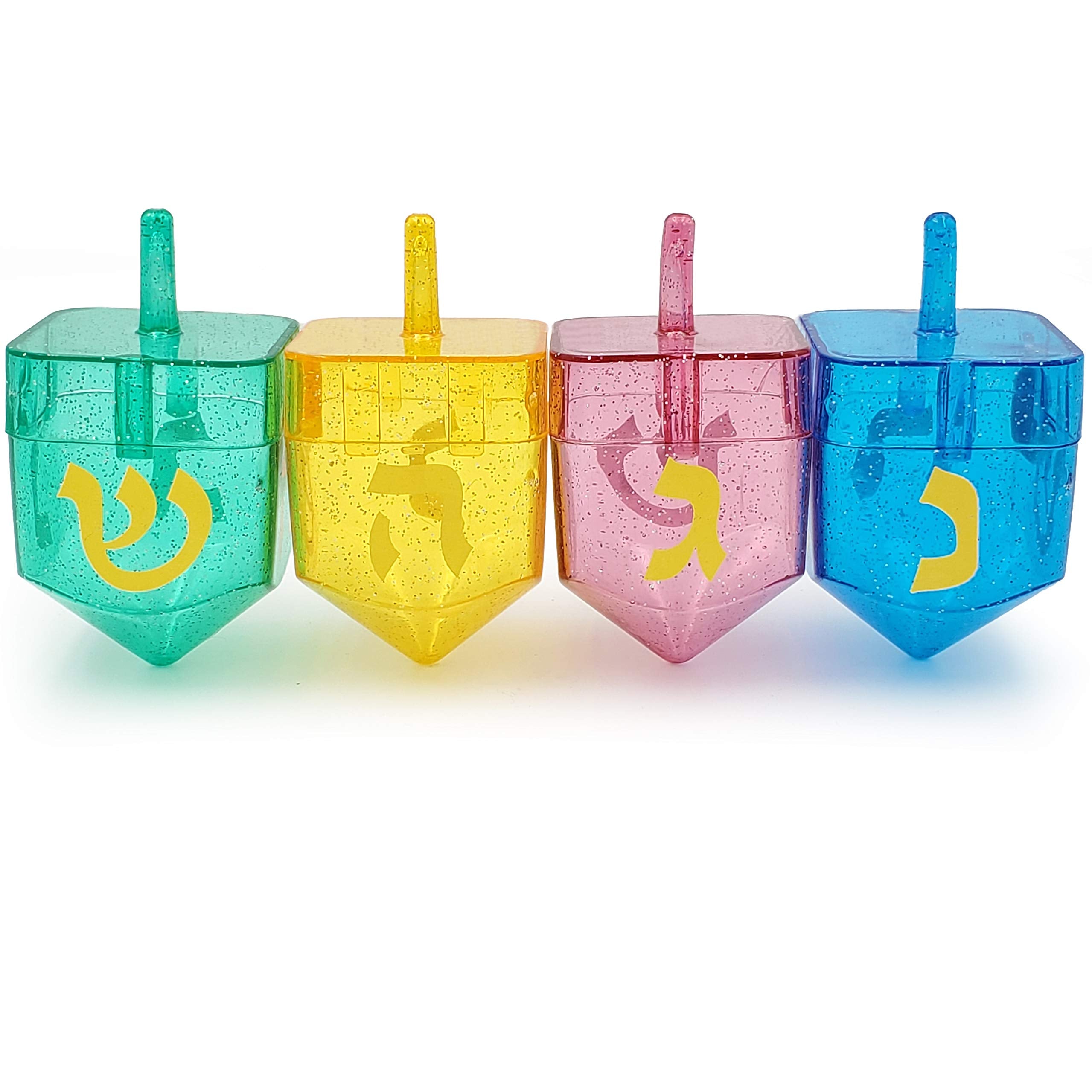 The Dreidel Company fillable dreidel used as party decoration and prizes at celebrations.
