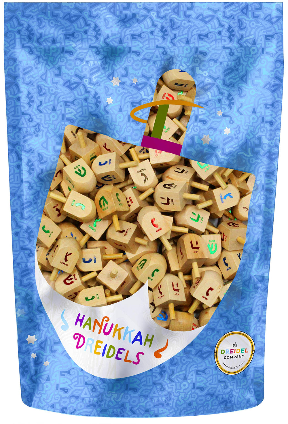 The Dreidel Company foil-embossed Hebrew letters dreidel with English transliteration