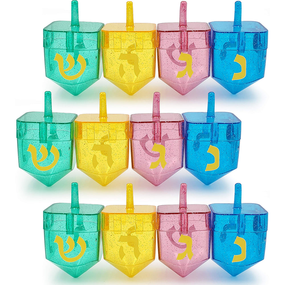 The Dreidel Company fillable dreidel in assorted colors for festive decoration and treats.