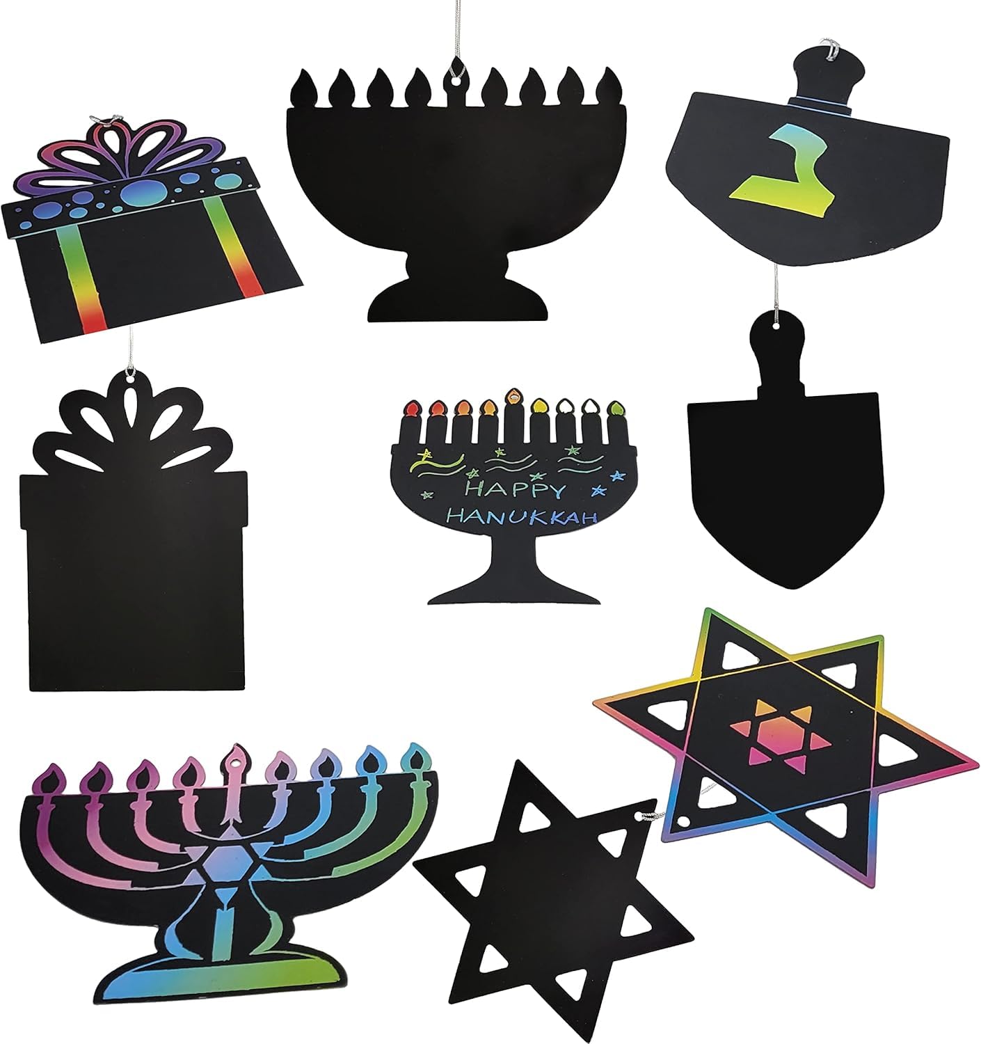 The Dreidel Company Hanukkah scratch cards in assorted designs for kids.