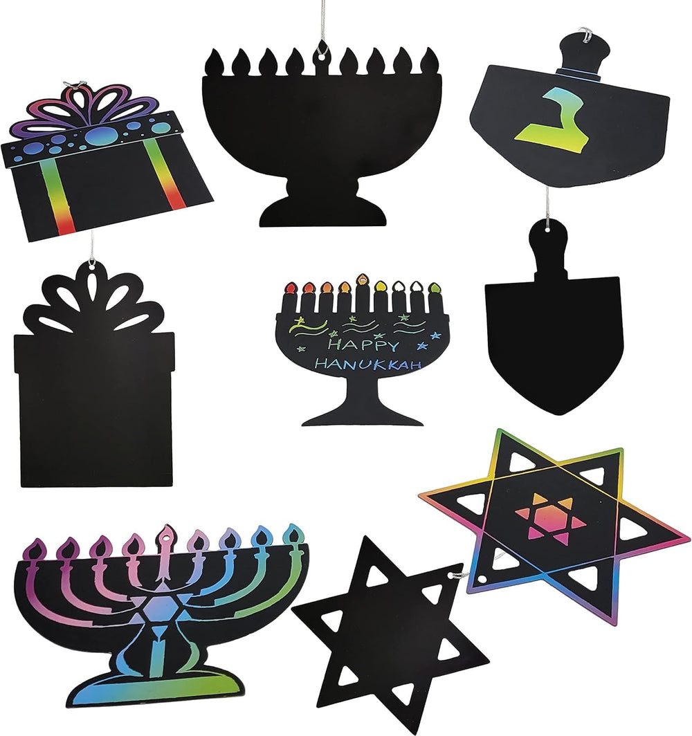 The Dreidel Company Hanukkah scratch cards in assorted designs for kids.