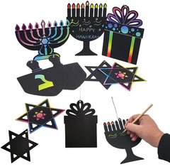 The Dreidel Company Hanukkah scratch cards with wooden sticks for easy DIY party fun.