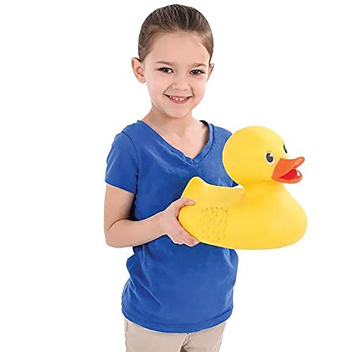 The Dreidel Company jumbo rubber ducky bath toy enhances bath time with cheerful yellow charm.