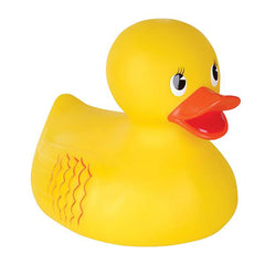 The Dreidel Company jumbo rubber ducky outdoor play prop adds sunny fun for kids.