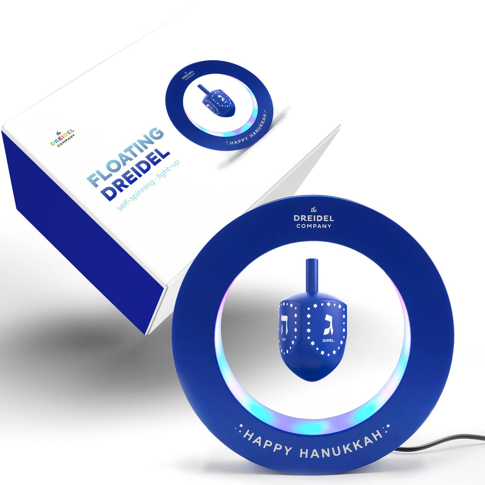 The Dreidel Company levitating dreidel ring showing magnetic suspension and rotation.