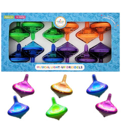 The Dreidel Company musical lite-up dreidel top with flashing lights for Hanukkah games.