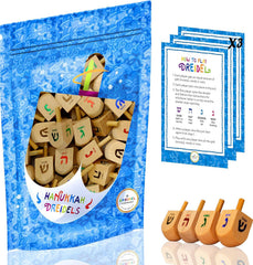 The Dreidel Company natural wood dreidel with foil letters for Hanukkah