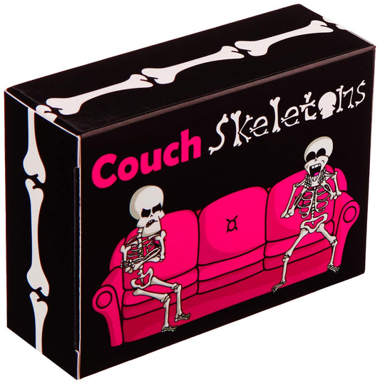 The Dusty Tophat Couch Skeletons game box ready for quick two-player sessions.