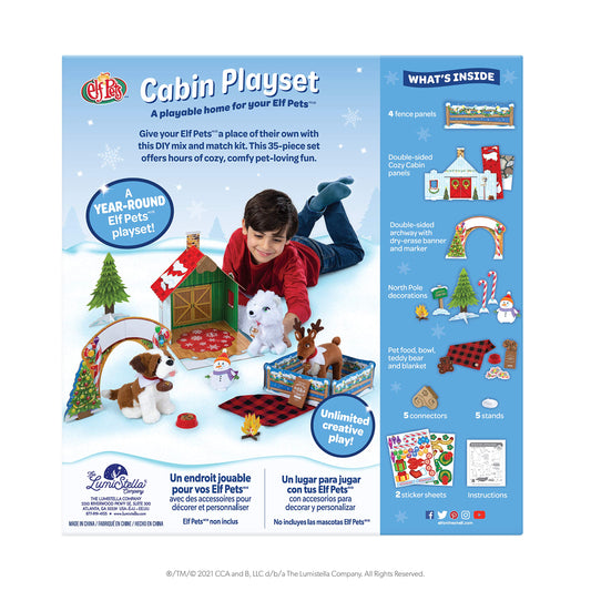 The Elf on the Shelf Cabin Playset assembly kit for quick, creative setup.