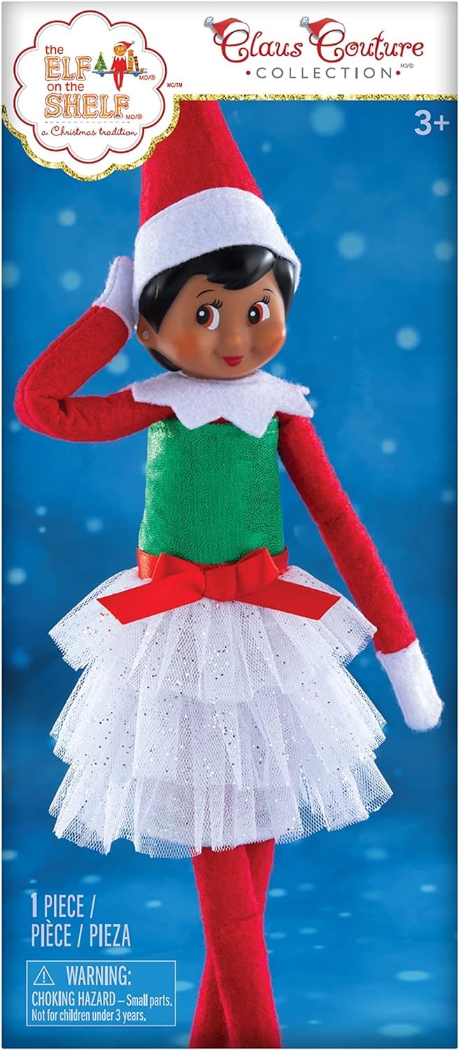 The Elf on the Shelf Claus Couture Merry Mistletoe Dress front view, festive elf-ready sparkle.