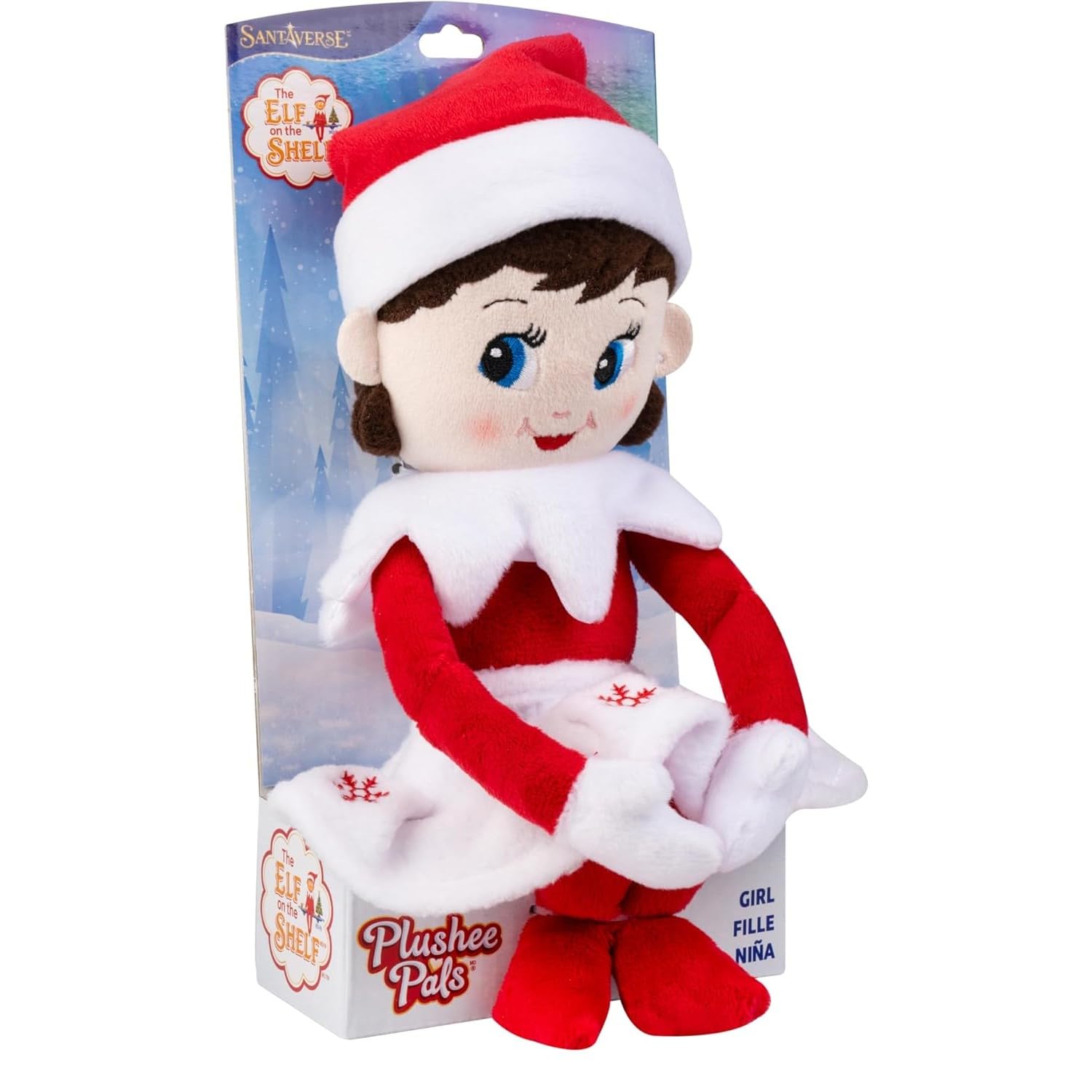 The Elf on the Shelf Girl Plushee Pal Light with blue eyes for gentle companionship.