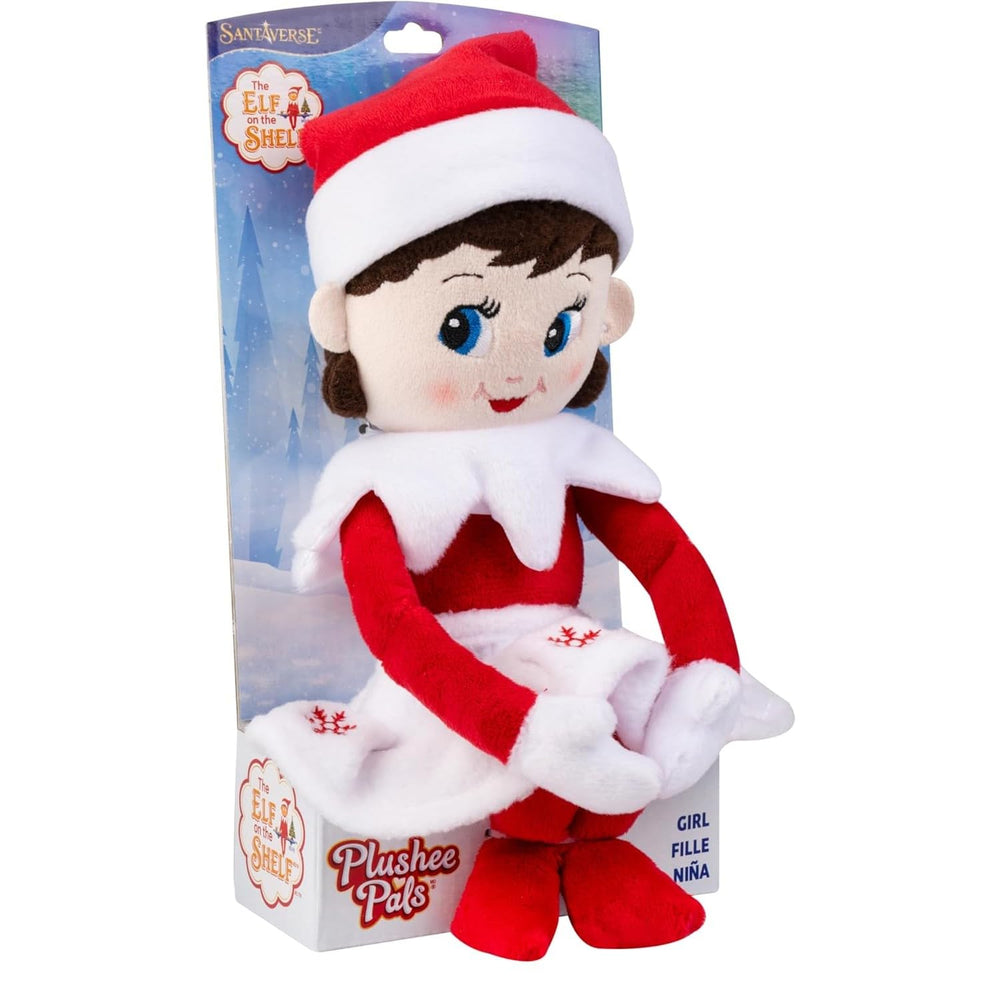 The Elf on the Shelf Girl Plushee Pal Light with blue eyes for gentle companionship.