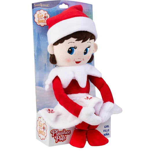 The Elf on the Shelf Girl Plushee Pal Light with blue eyes for gentle companionship.