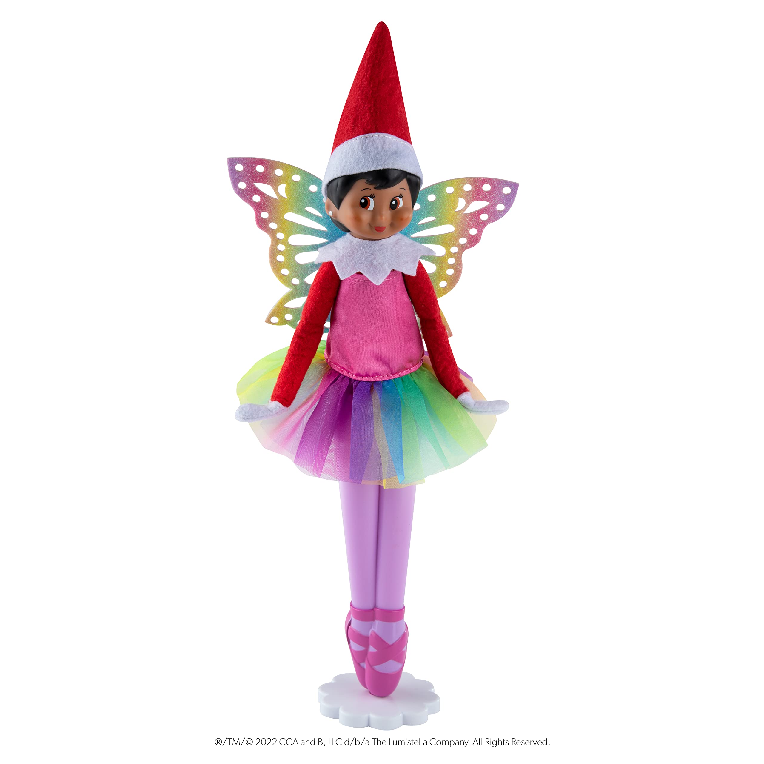 The Elf on the Shelf MagiFreez Rainbow Snow Pixie felt wings evoke whimsy in play.