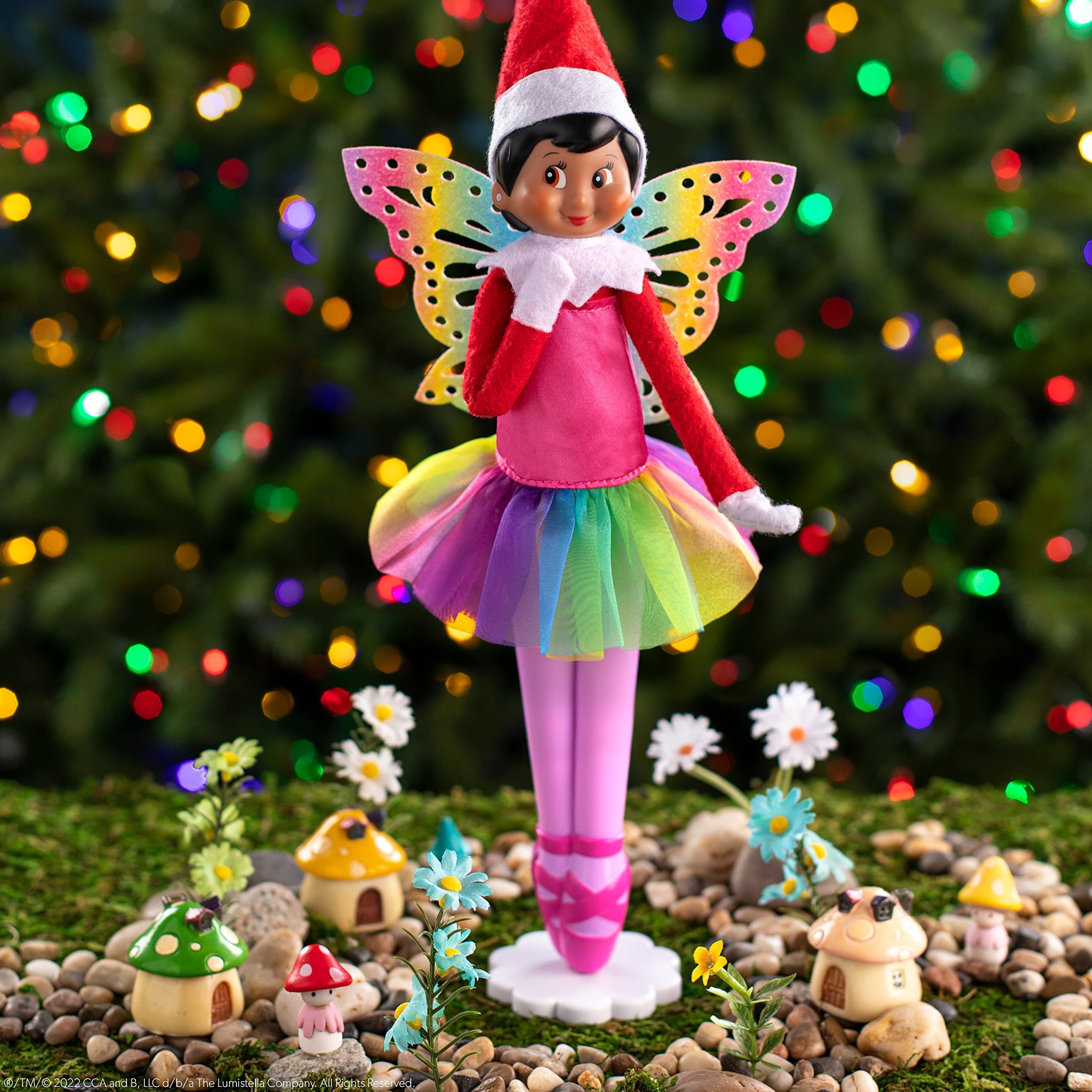 The Elf on the Shelf MagiFreez Rainbow Snow Pixie glitter accessories showcase the full set.