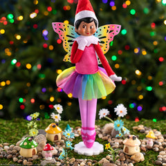 The Elf on the Shelf MagiFreez Rainbow Snow Pixie glitter accessories showcase the full set.