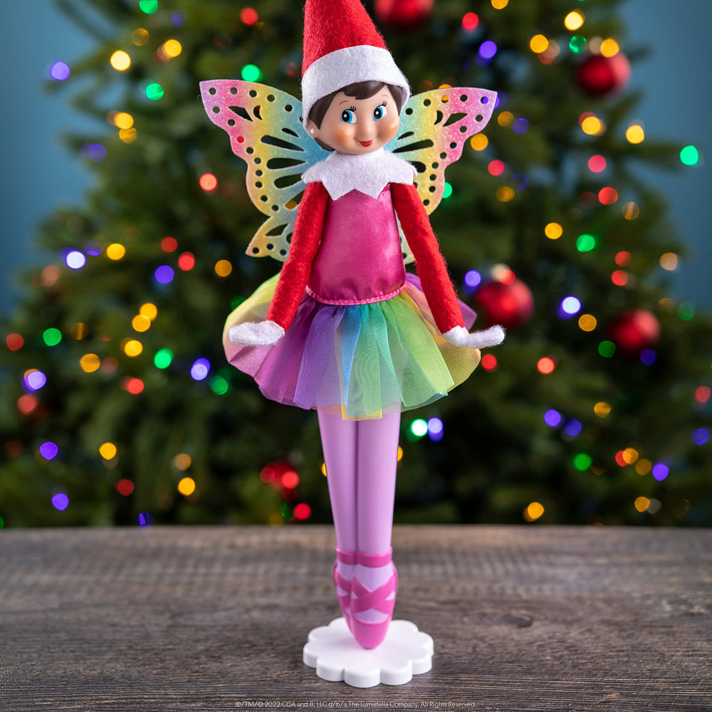The Elf on the Shelf MagiFreez Rainbow Snow Pixie in-action image inspires festive storytelling.