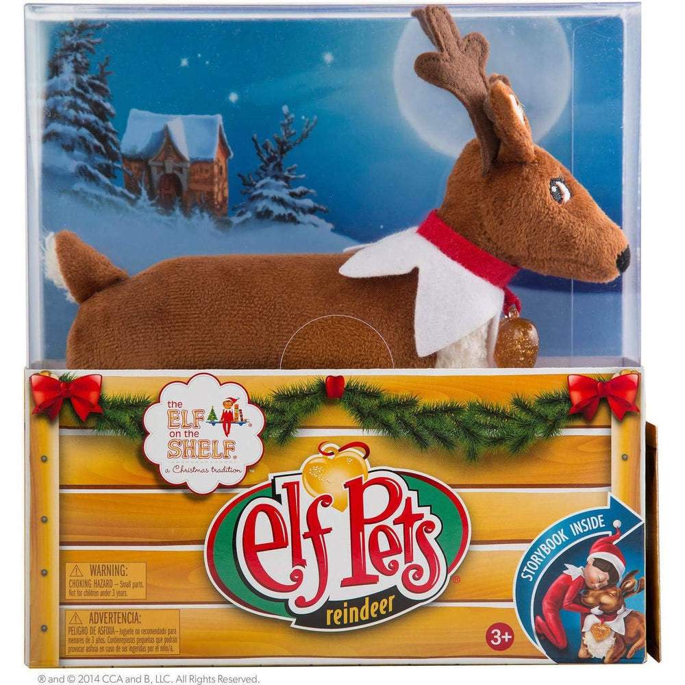 The Elf on the Shelf Pets 8.25-inch reindeer ready for display.