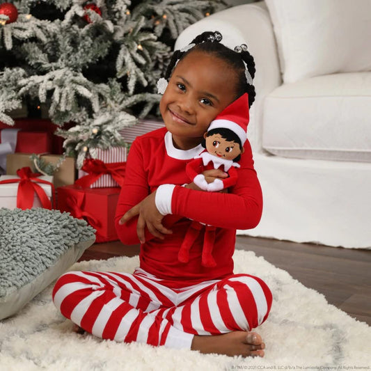 The Elf on the Shelf Plushee Pal Snuggler Girl front view, plush and comforting for quiet evenings.