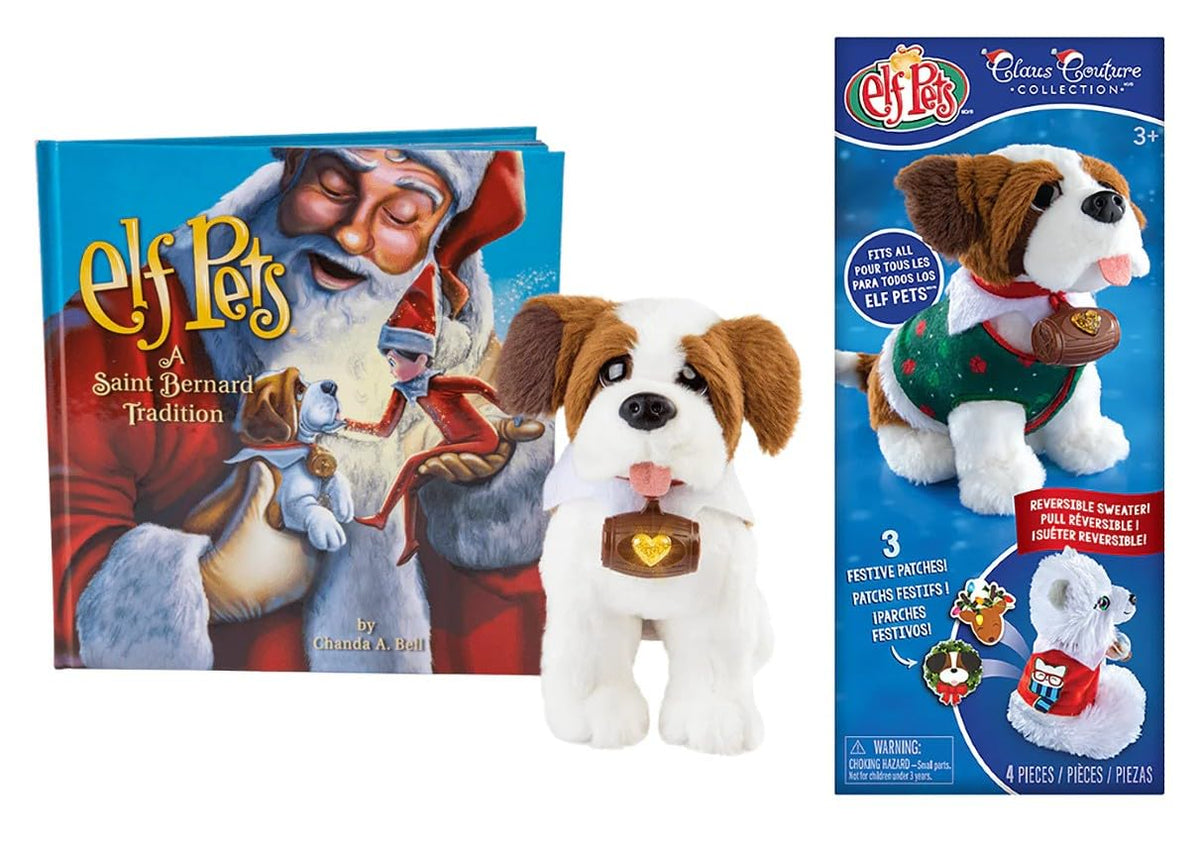 The Elf on the Shelf Saint Bernard pup plush for cozy storytelling.