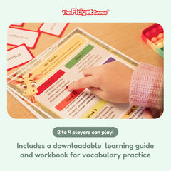 The Fidget Game fidget mats for hands-on engagement during word challenges.